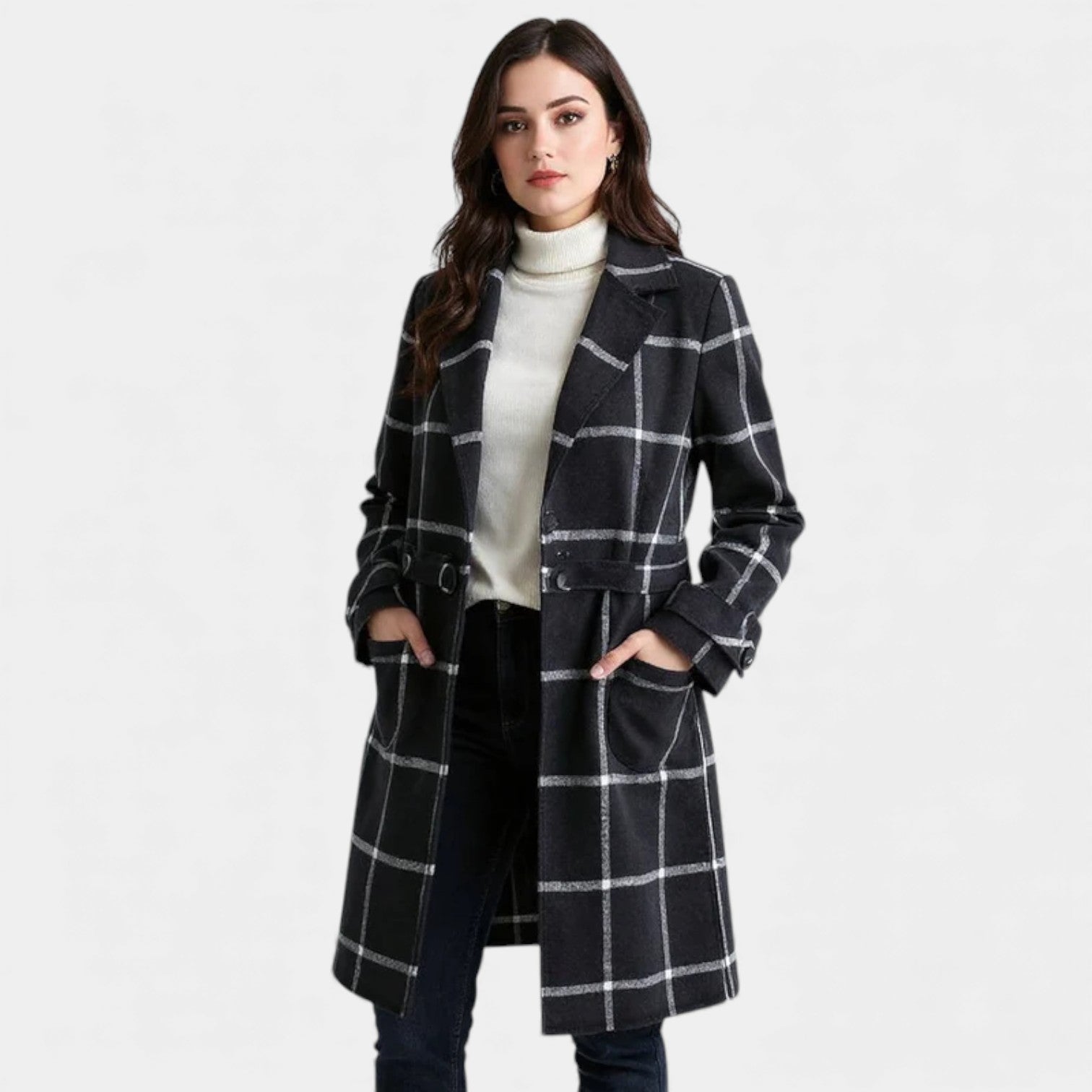 ADRIANA™ - CLASSIC PLAID WINTER TRENCH COAT
