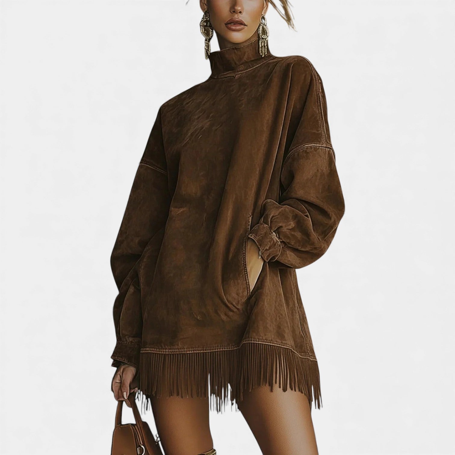 SHERRY™ - COZY CASHMERE FRINGE DRESS