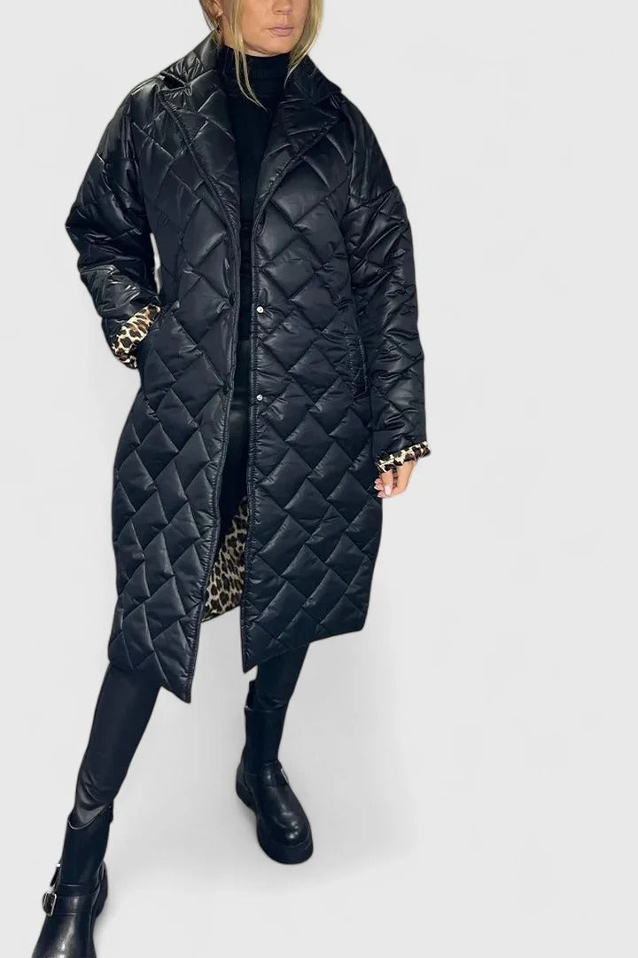 DAVINA – REVERSIBLE LEOPARD PRINT QUILTED COAT